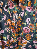 NWT Something Navy Floral Ruffle Button Up Dress Black Combo Size Small