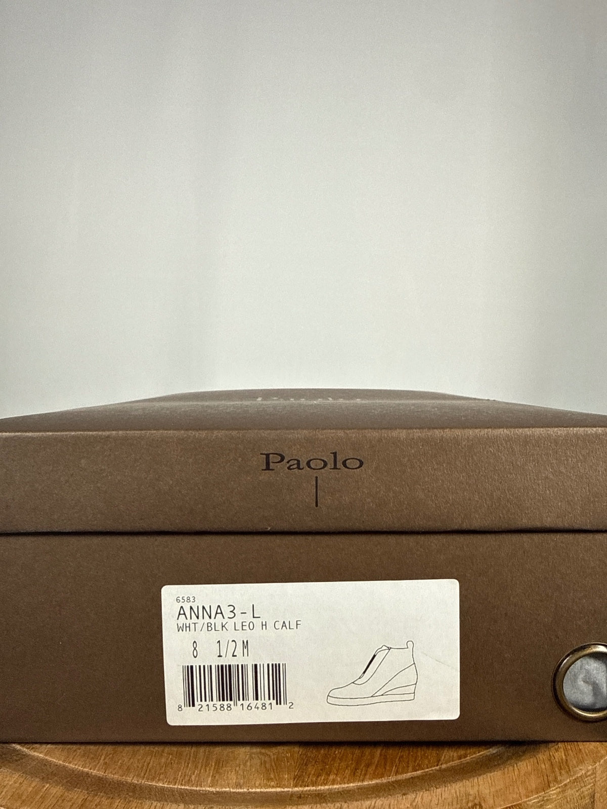 NWB Linea Paolo Anna 3 White Black Leopard Wedge Sneakers Size 8.5