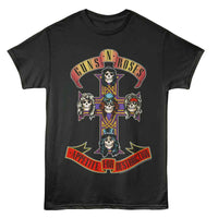 Guns N’ Roses Appetite for Destruction Graphic T-Shirt Black Skull Cross Size XL