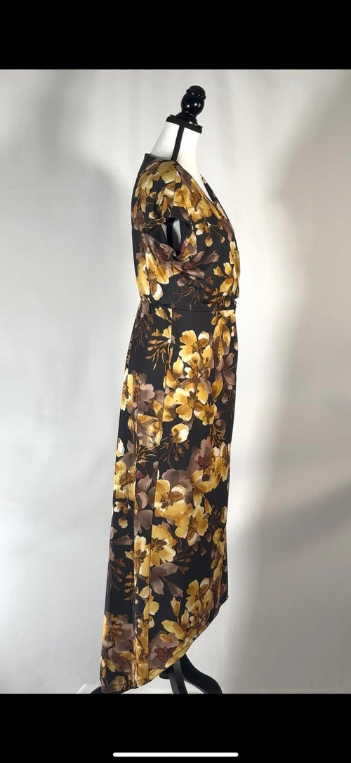 SLNY SL FASHIONS Print Faux Wrap Maxi Dress Size 6