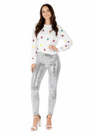 NWT Tipsy Elves Silver Sequin High Waisted Leggings Size 1X