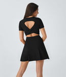 NWT Halara SoftlyZero™ Airy Cut Out Flare Mini Active Dress A-C Cups Size Large