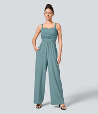NWT Halara Breezeful™ Lace Up Pocket Quick Dry Casual Jumpsuit Size XL