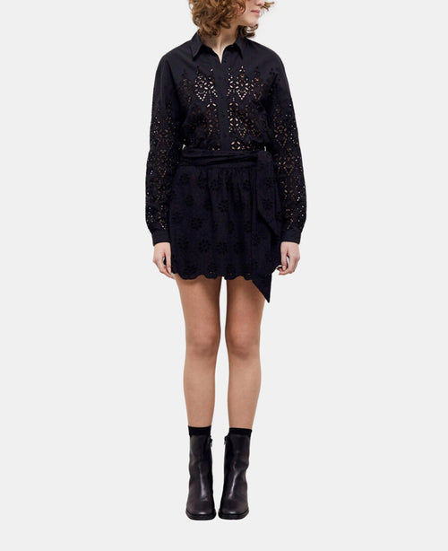 NWT The Kooples Black Eyelet Broderie Anglaise Skirt FR 1 US Small