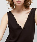 The Kooples Black Lace Trim V-Neck Tank Top US Size Small / FR 1 NWT $165