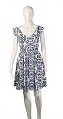 NWT Cupshe White & Blue Floral Boho Mini Dress Women's Size M