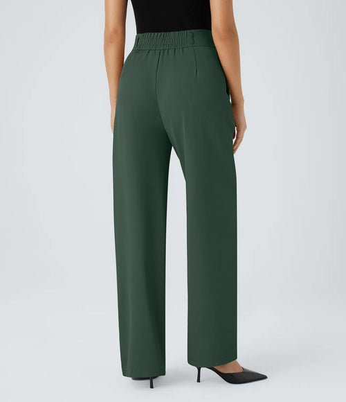 NWT Halara Flex™ High Waisted Shirred Straight Leg Green Work Pants Size XL