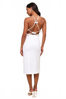 NWT Lulus Glamorous Adornment Ivory Halter Bow Midi Dress XS