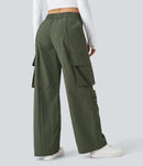 NWT Halara Mid Rise Button Zipper Wide Leg Cargo Pants Size Medium Tall