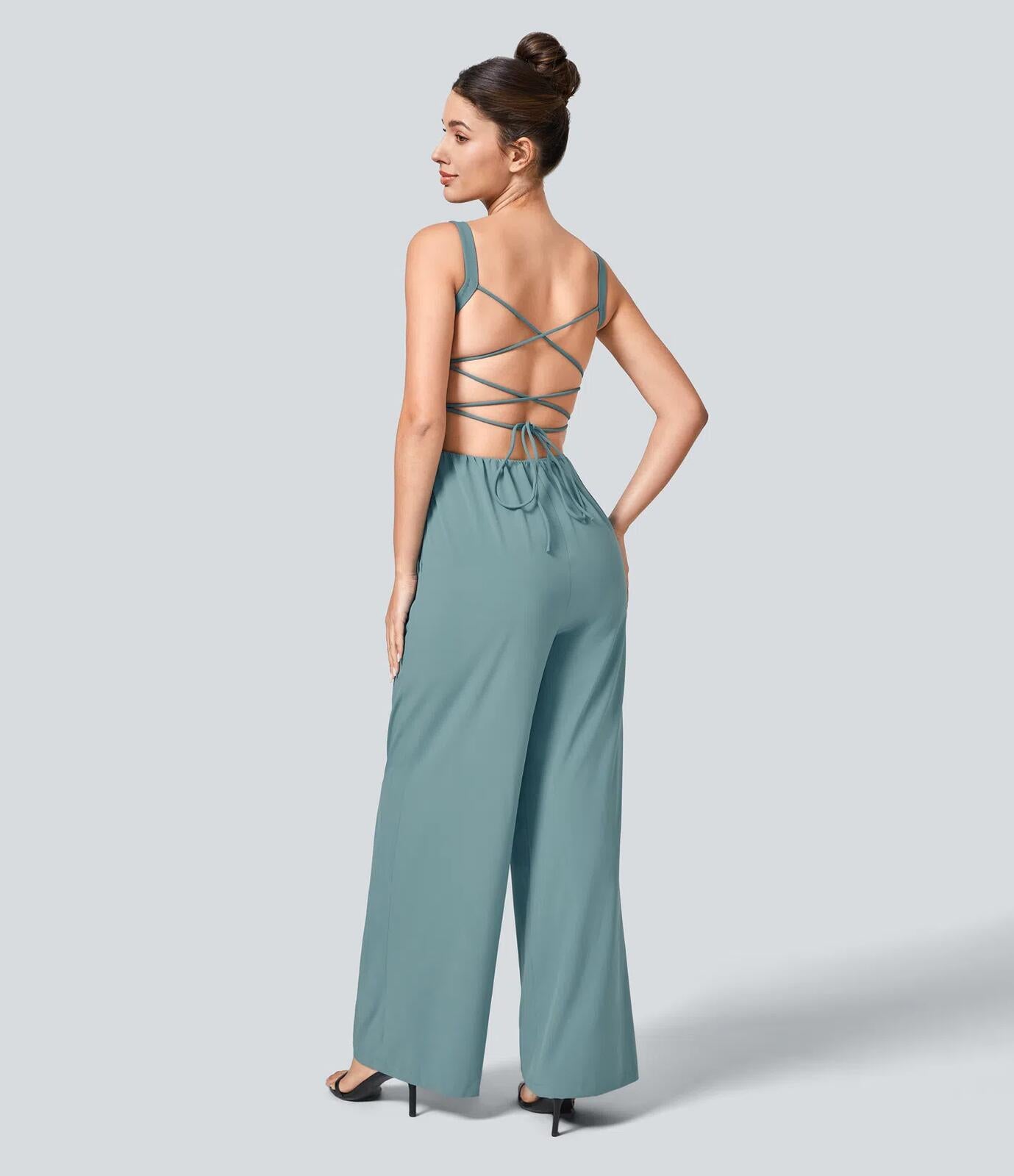 NWT Halara Breezeful™ Lace Up Pocket Quick Dry Casual Jumpsuit Size XS