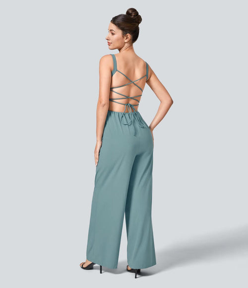 NWT Halara Breezeful™ Lace Up Pocket Quick Dry Casual Jumpsuit Size XS
