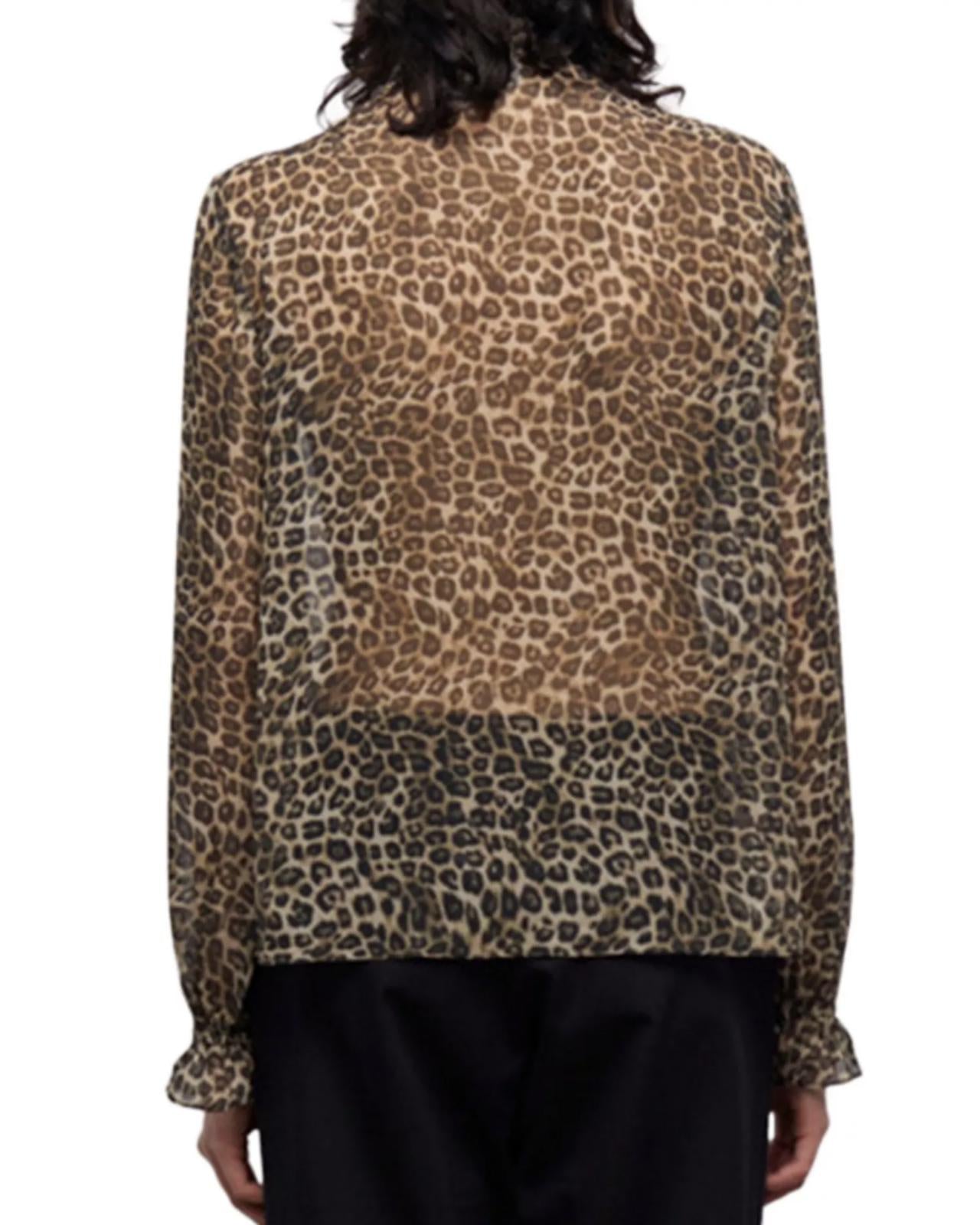 The Kooples Leopard Print Peasant Blouse 100% Viscose Size 1 US Small $215 NWT