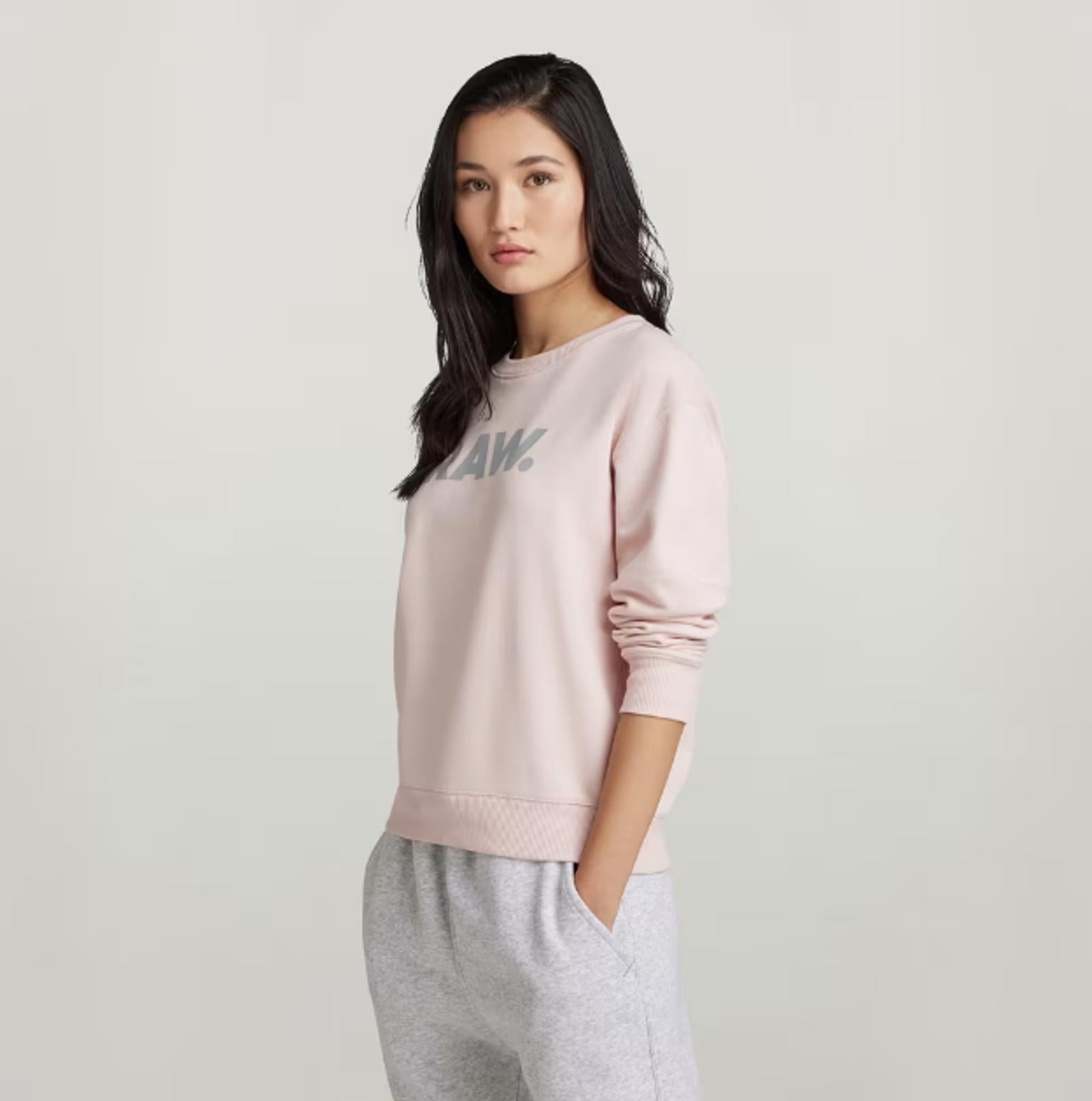 NWT G-Star RAW Premium Core Crewneck Sweatshirt Womens Pink XS Logo $110 MSRP