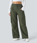 NWT Halara Mid Rise Button Zipper Side Pocket Wide Leg Cargo Pants Size XS