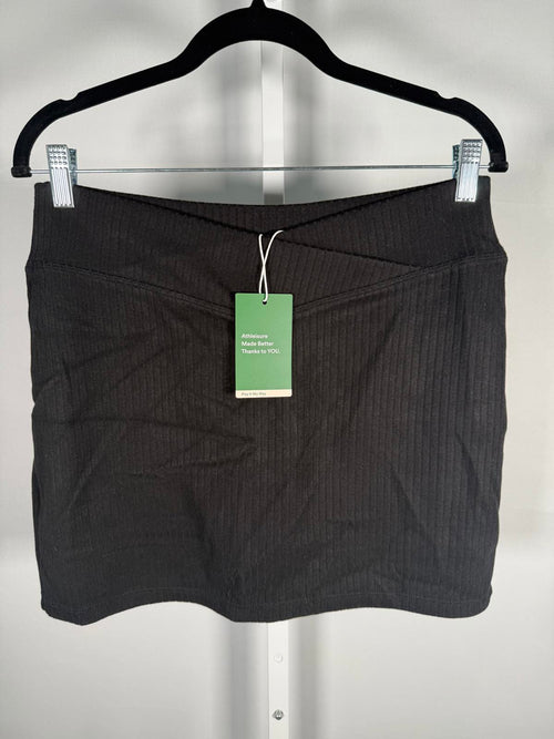 NWT Halara Ribbed Knit Crossover High Waisted 2-in-1 Slim Mini Skirt Black L
