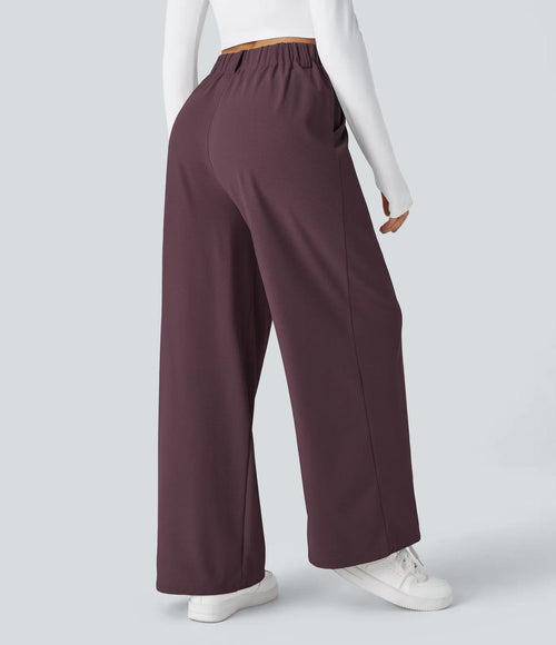 Halara Flex High Waisted Pocket Wide Leg Waffle Work Pants- M