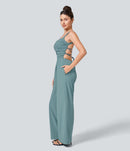NWT Halara Breezeful™ Lace Up Pocket Quick Dry Casual Jumpsuit Size Large