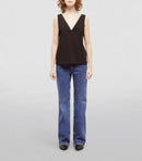 The Kooples Black Lace Trim V-Neck Tank Top US Size Small / FR 1 NWT $165