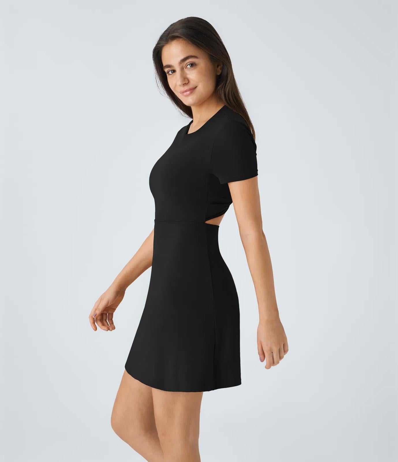 NWT Halara SoftlyZero™ Airy Cut Out Flare Mini Active Dress A-C Cups Size Medium
