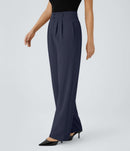 NWT Halara High Waisted Zipper Pocket Shirred Straight Leg Work Pants Size Large