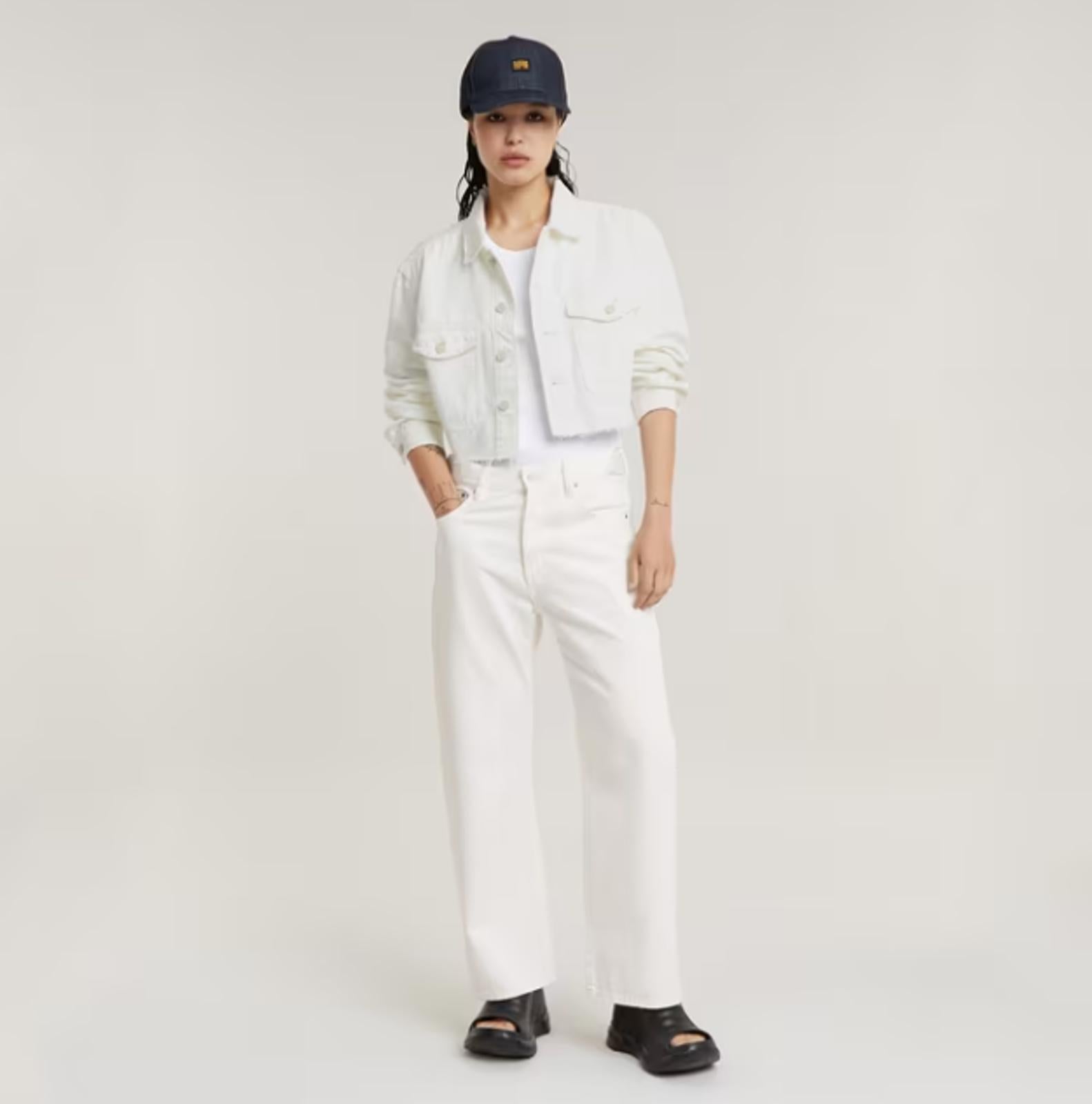 NWT G-Star RAW Women’s Cropped Wander Denim Jacket Chalk White Size Medium