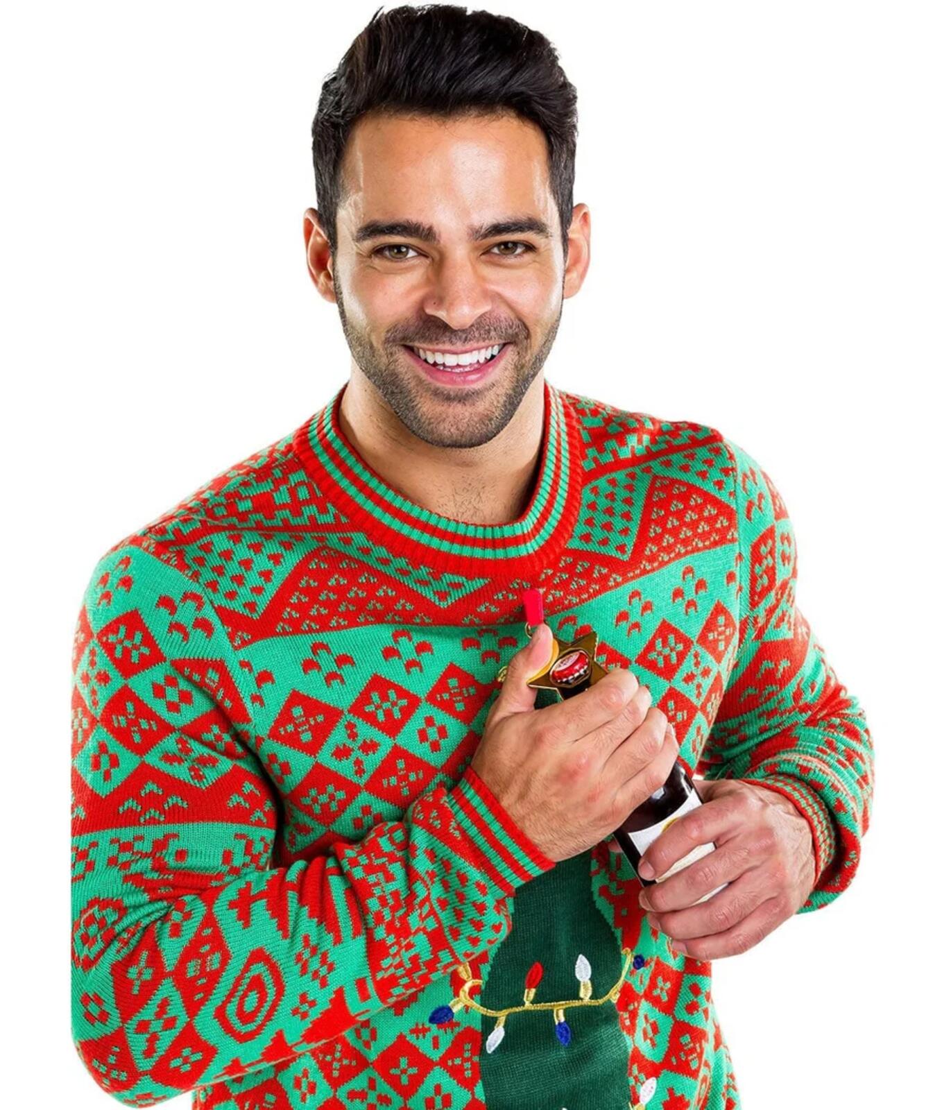 NWT Tipsy Elves Men's Bottle Opener Ugly Christmas Sweater Size Large