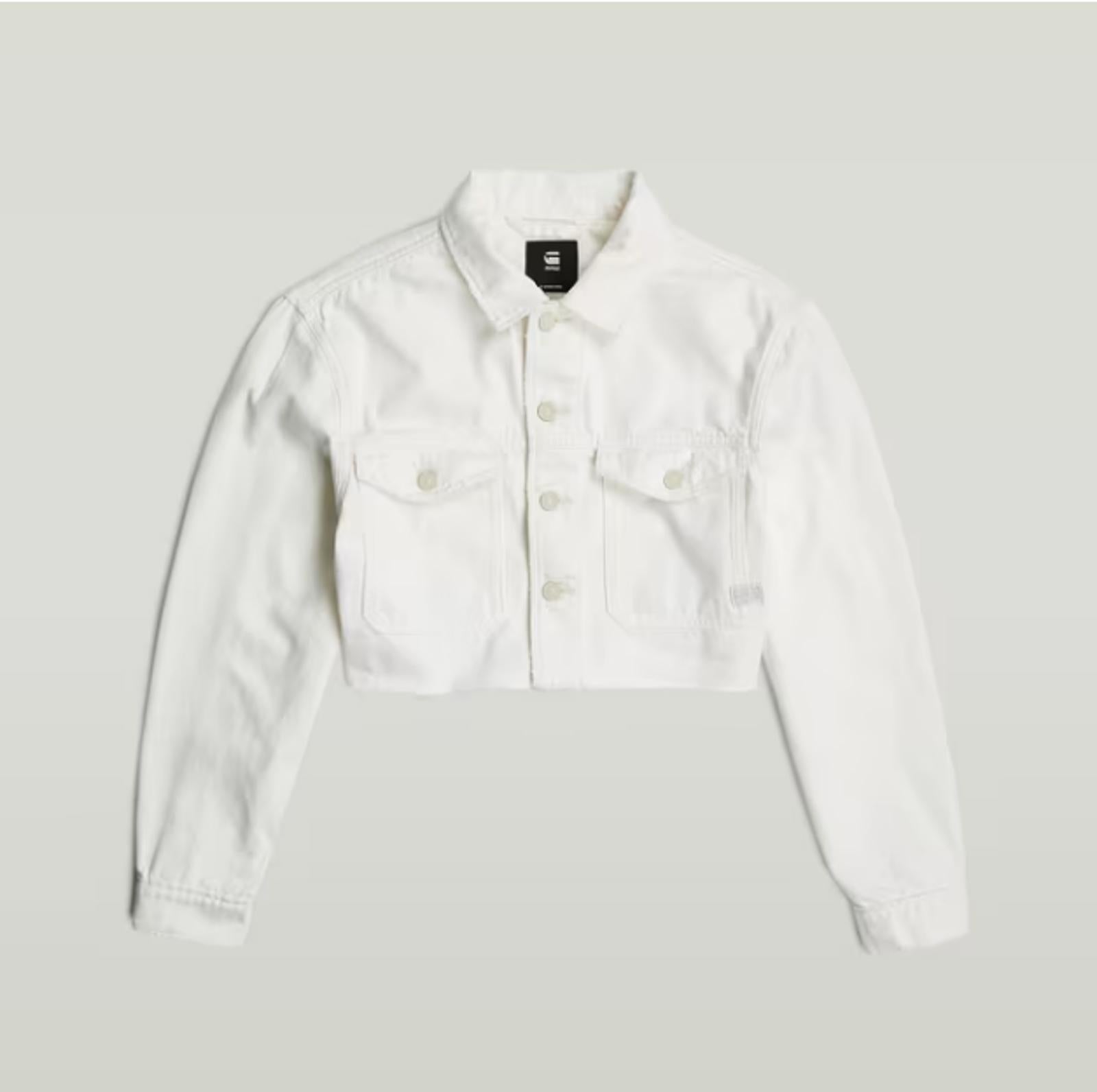 NWT G-Star RAW Women’s Cropped Wander Denim Jacket Chalk White Size Small