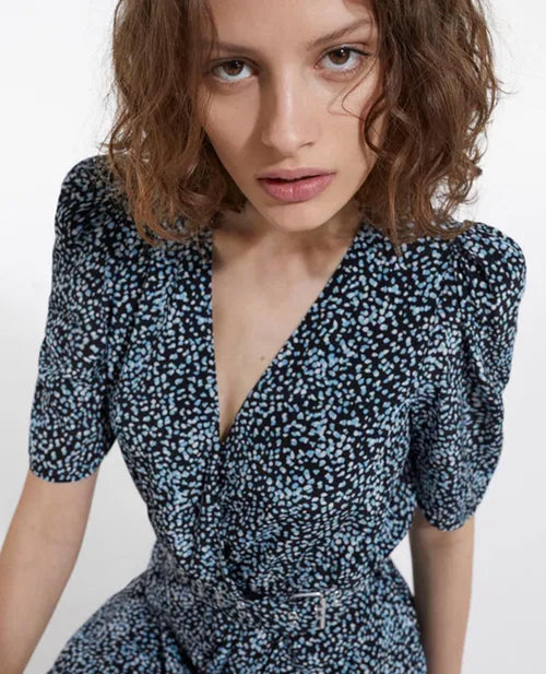 The Kooples Summer Dot Wrap Mini Dress 100% Viscose US Medium FR 2 NWT $315