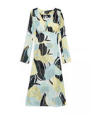 The Kooples Hibiscus Silk Midi Dress Size 1 (US S) Green Floral NWT