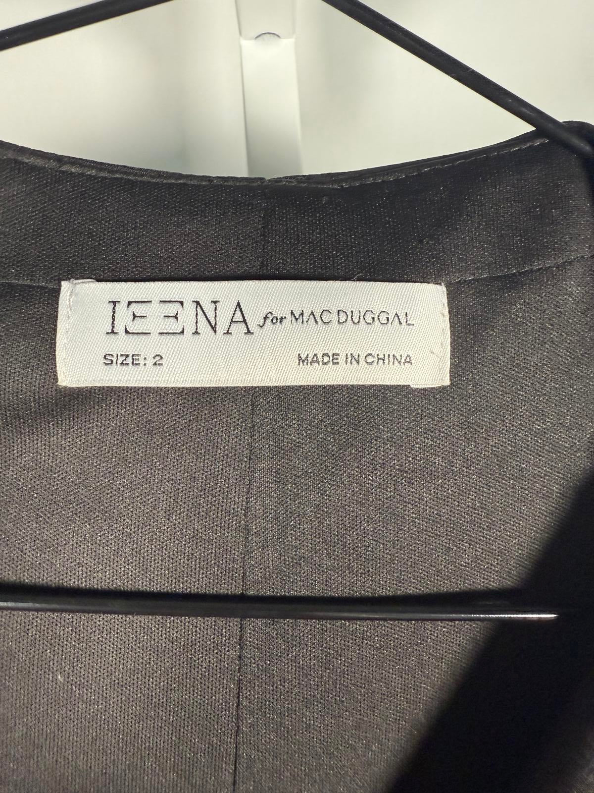 NWT Mac Duggal Three Quarter Sleeve Ruffle Neck Dress Black Size 2