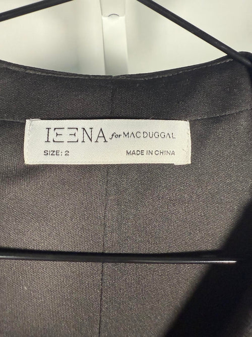 NWT Mac Duggal Three Quarter Sleeve Ruffle Neck Dress Black Size 2