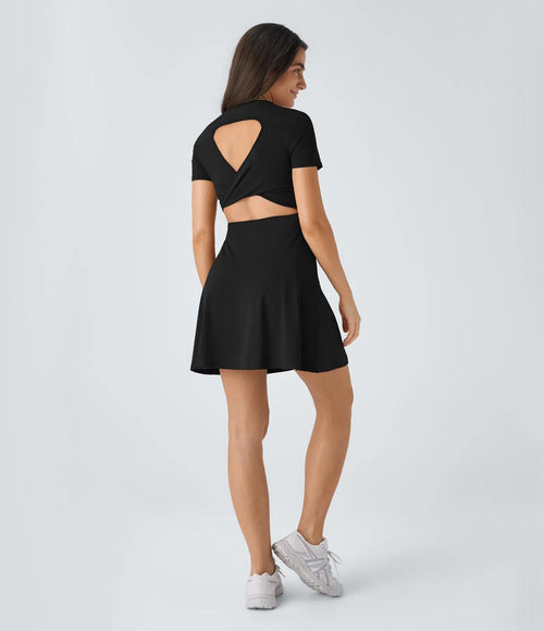 NWT Halara SoftlyZero™ Airy Cut Out Flare Mini Active Dress A-C Cups Size Medium