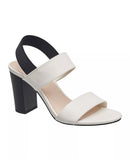 French Connection Women's Dakota Block Heel Sandals White/Black Size 9.5 NWB