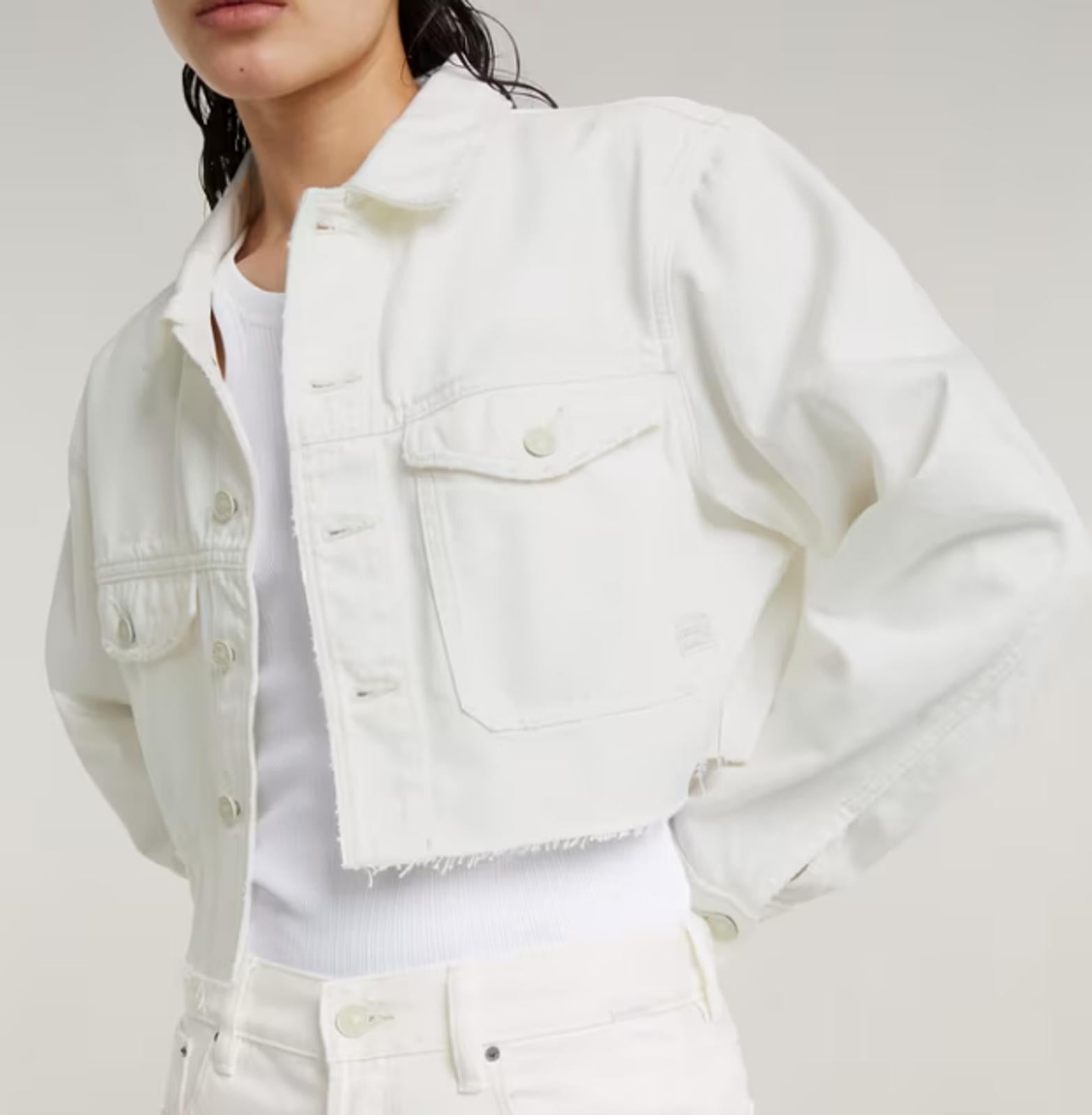 NWT G-Star RAW Women’s Cropped Wander Denim Jacket Chalk White Size Medium