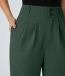 NWT Halara Flex™ High Waisted Shirred Straight Leg Green Work Pants Size XS