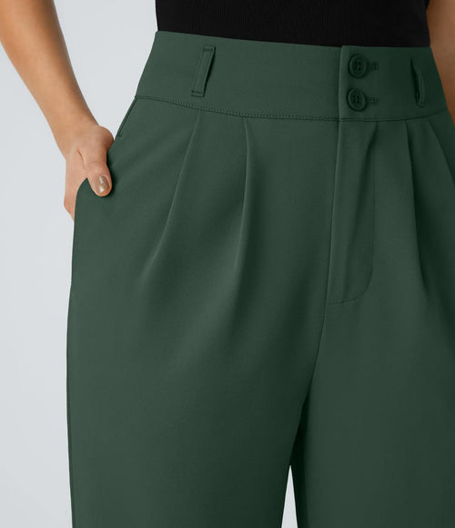 NWT Halara Flex™ High Waisted Shirred Straight Leg Green Work Pants Size XS