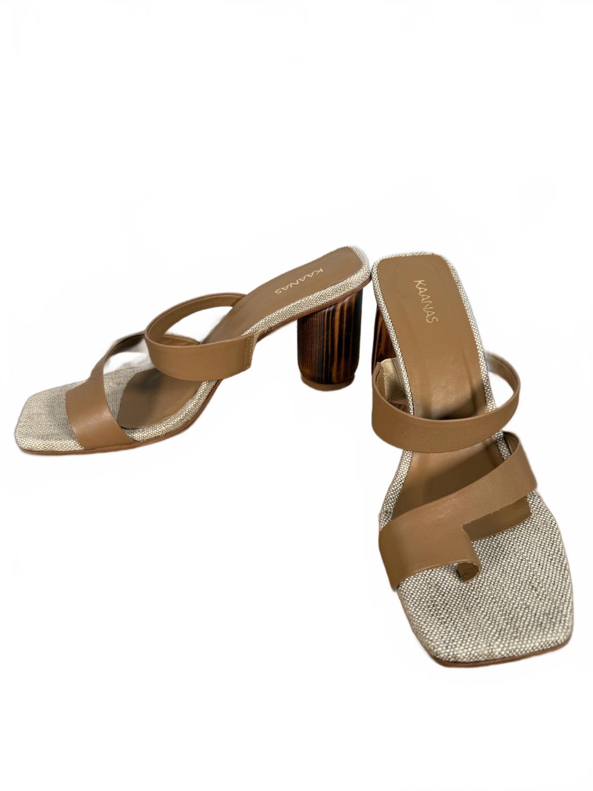 KAANAS Women's Otto Toe Ring Strappy Chunky Heels - 9