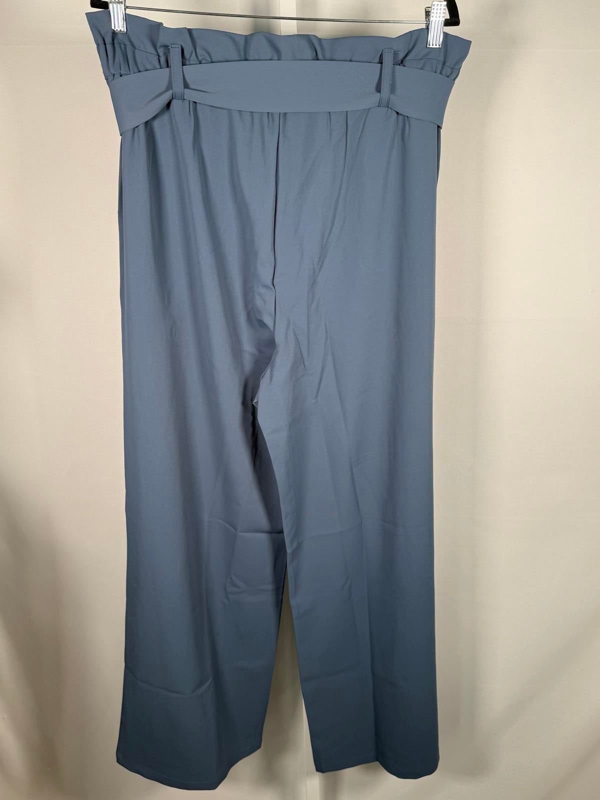 NWT Halara High Waisted Belted Pocket Wide Leg Work Pants Deep Sea Gray Blue XL
