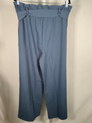 NWT Halara High Waisted Belted Pocket Wide Leg Work Pants Deep Sea Gray Blue XL