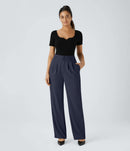 NWT Halara High Waisted Zipper Pocket Shirred Straight Leg Work Pants Size Large