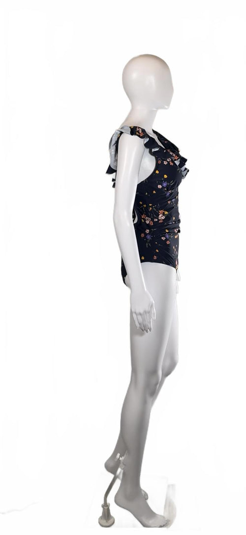 CUPSHE One Piece Swimsuit V Neck Ruffle Tummy Control Floral Print Size M