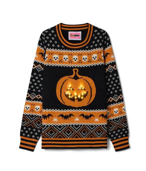 NWT Tipsy Elves Women's Pumpkin Light Up Halloween Sweater Size Large