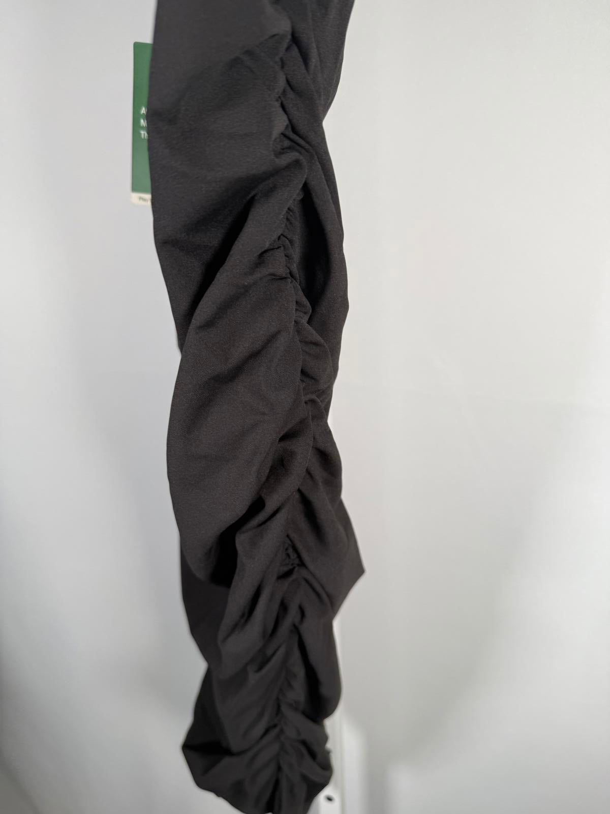 NWT Halara High Waisted Ruched Midi Bodycon Casual Skirt Black L