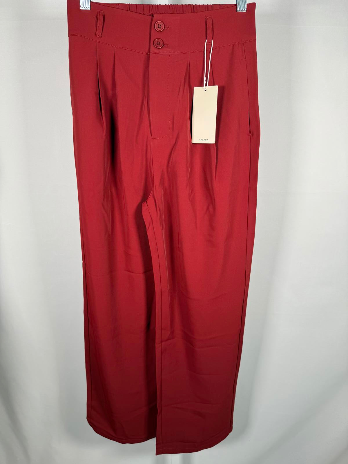 NWT Halara High Waisted Pocket Shirred Straight Leg Work Pant Madder Brown - S