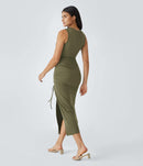 NWT Halara Capulet Midi Dress in Olive Size Large