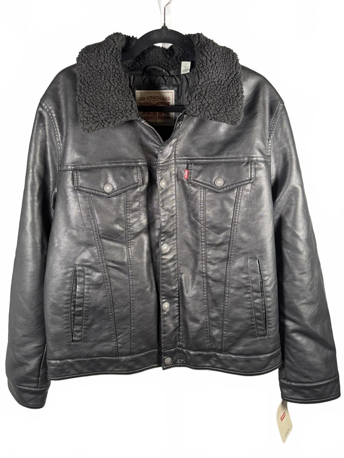 Men's Levi's® Faux Leather Sherpa Collar Trucker Jacket Size L