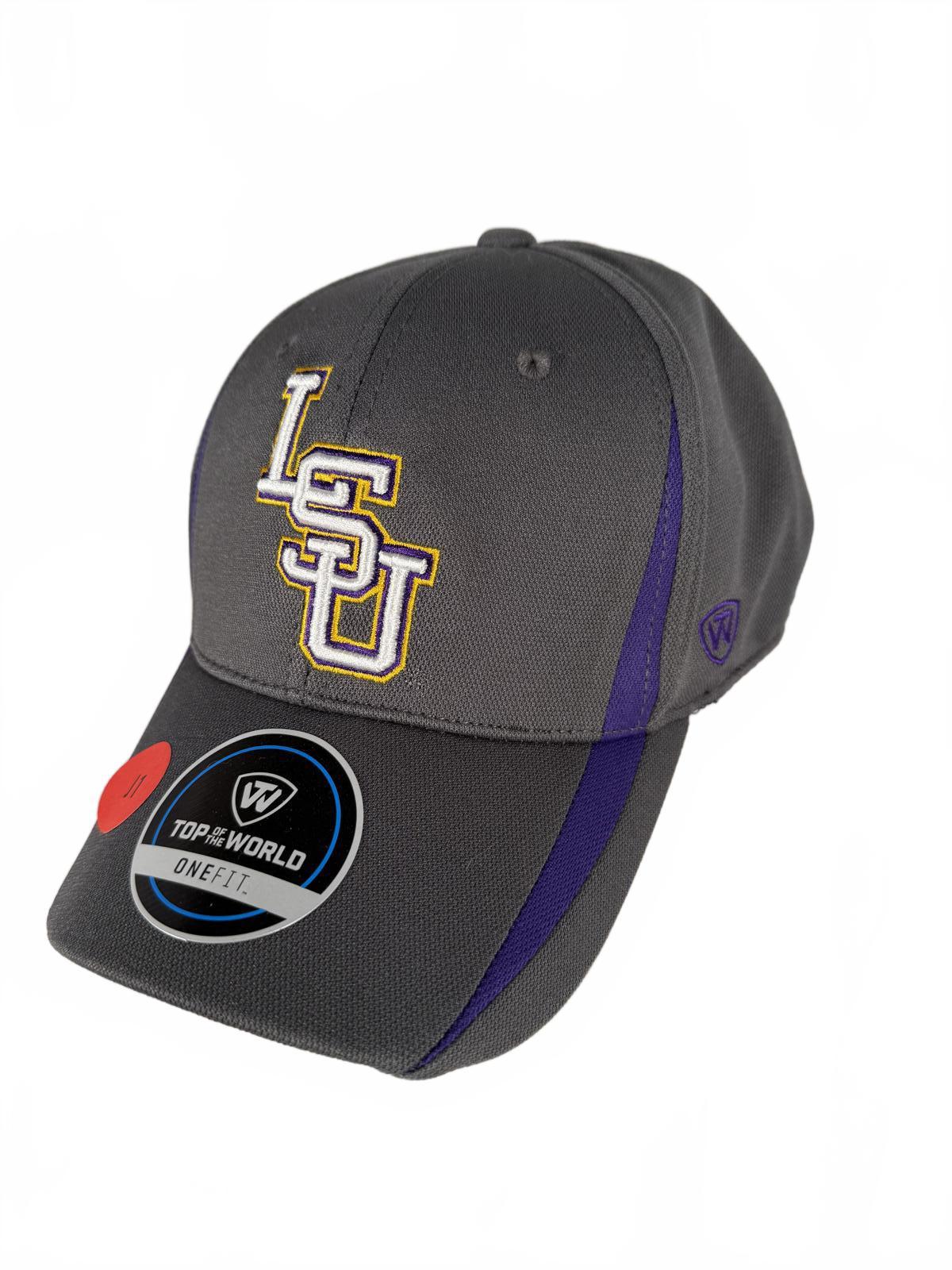 LSU Tigers Hat Cap One Size Fit Fitted Gray Purple Yellow Men’s NCAA