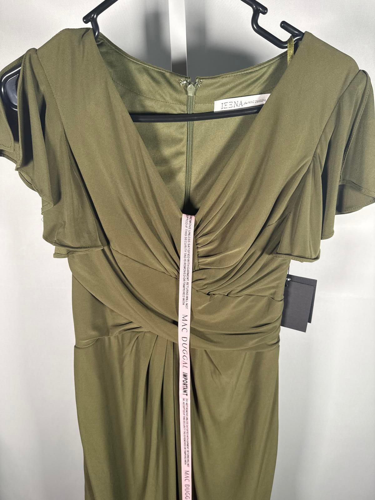 NWT Mac Duggal Flounce Sleeve Mini Dress Green Size 6