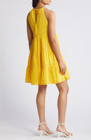 NWT Eliza J Yellow Midi Dress with Eyelet Detail Size 4
