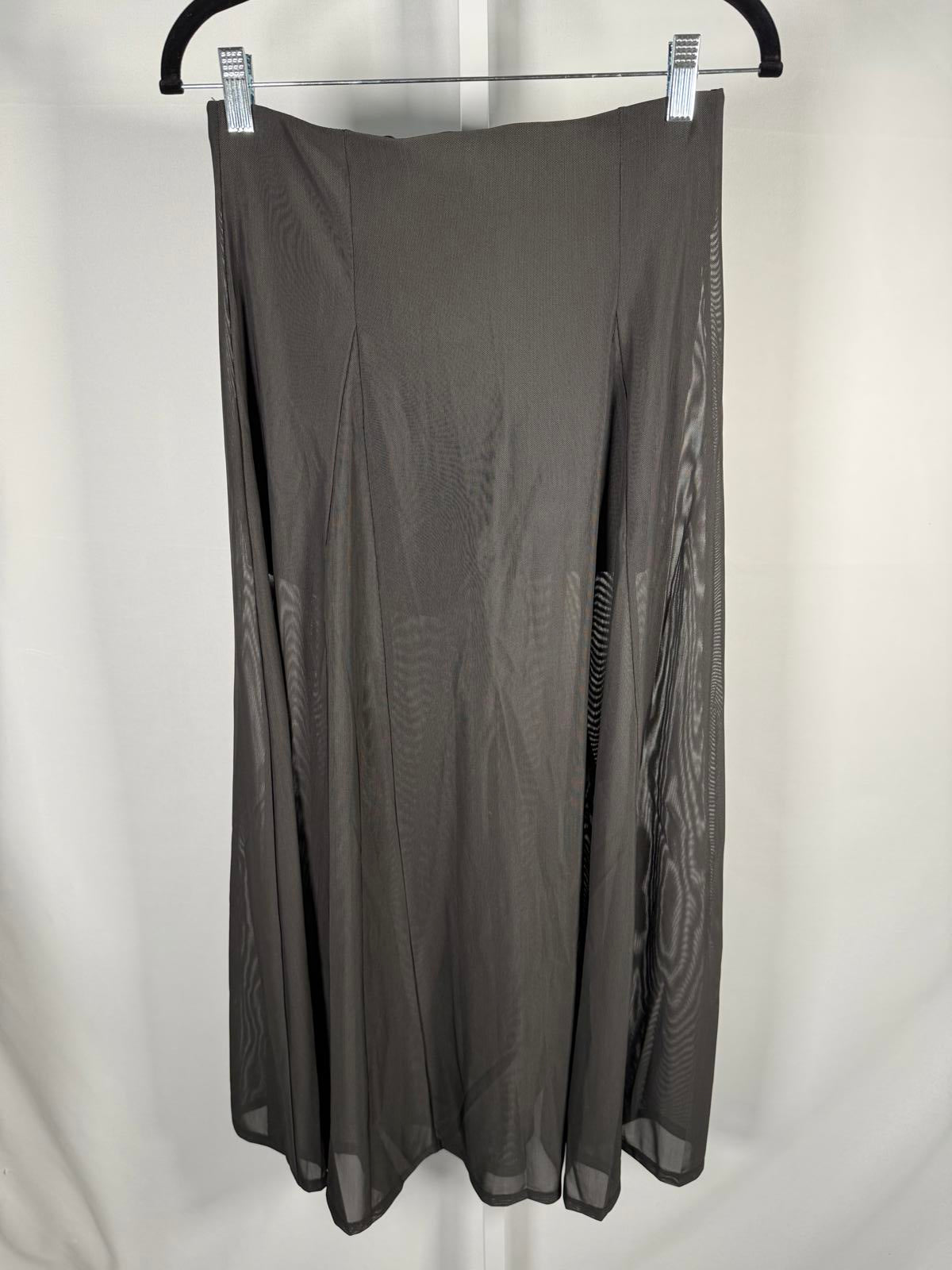 NWT Halara High Waisted Sheer Mesh 2-in-1 Maxi Casual Flare Skirt Black S